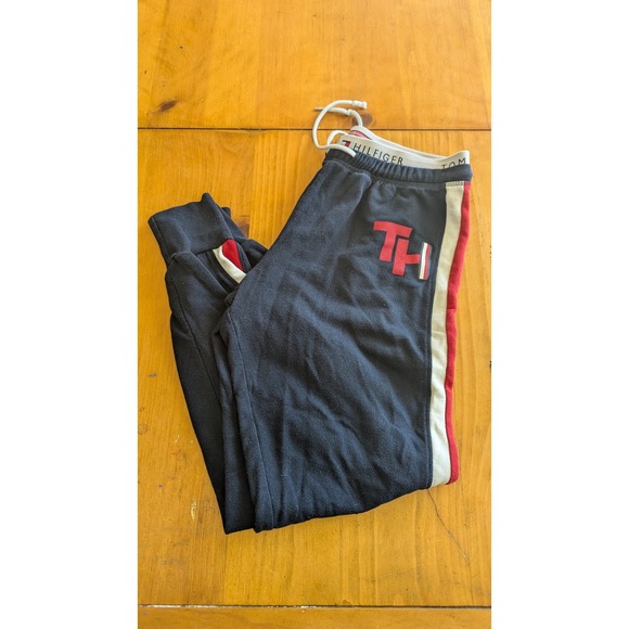 Tommy‎ Hilfiger Joggers Sweatpants Red White Stripe Logo Lounge Pants S - Picture 1 of 6